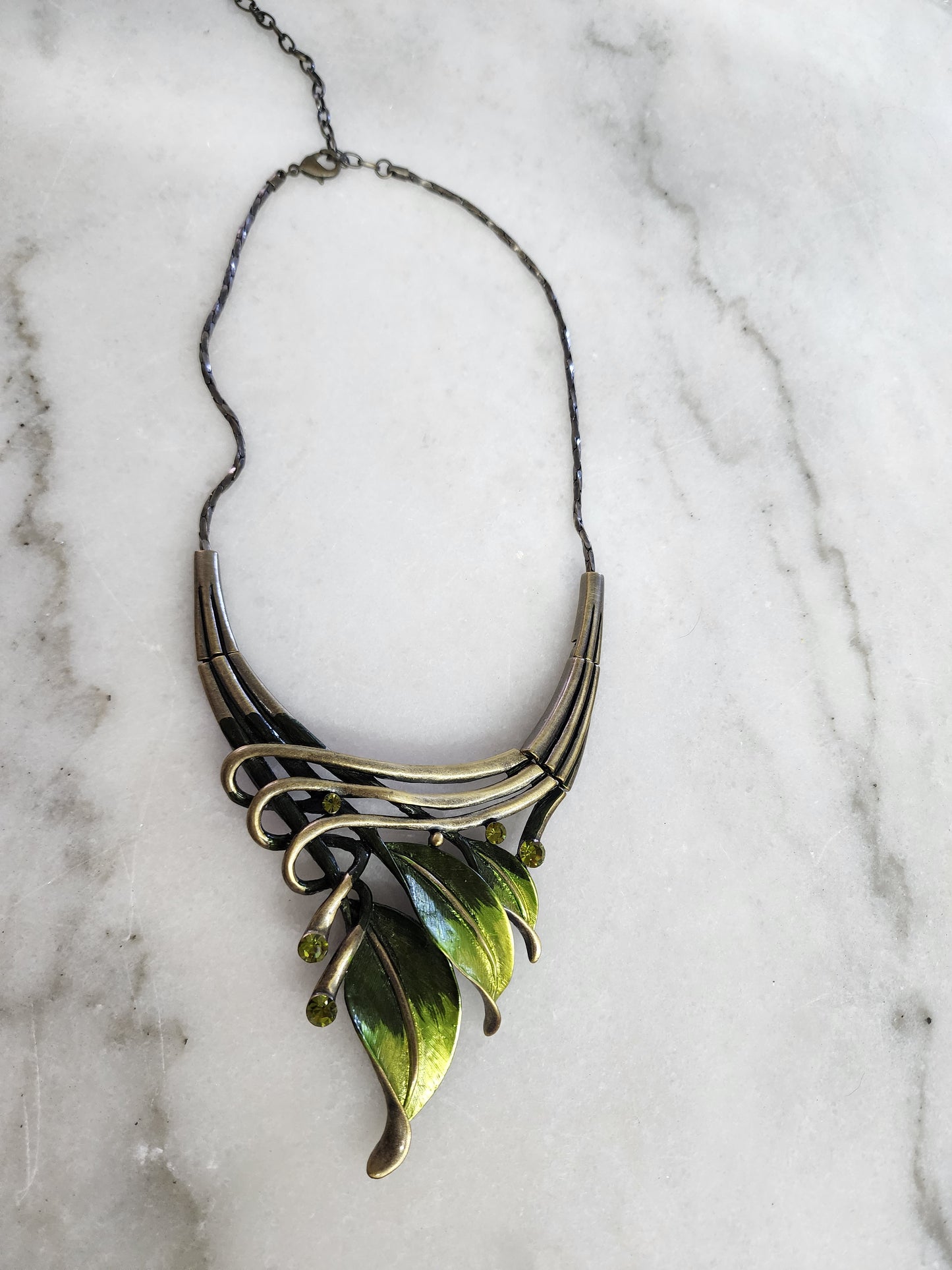 Metal Leaf Statement Choker Necklace
