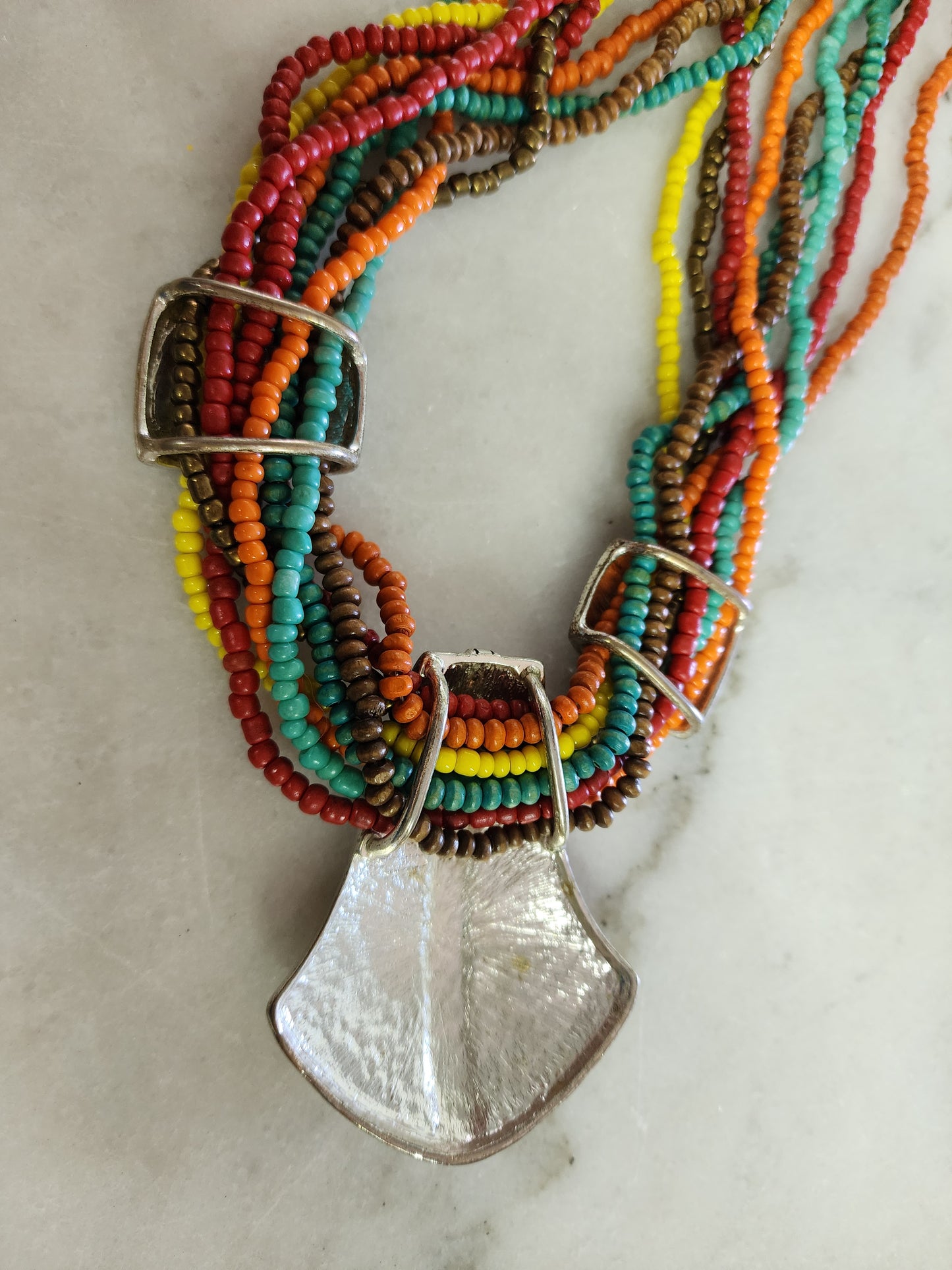 Large Tribal Inspired Beaded Statement Necklace