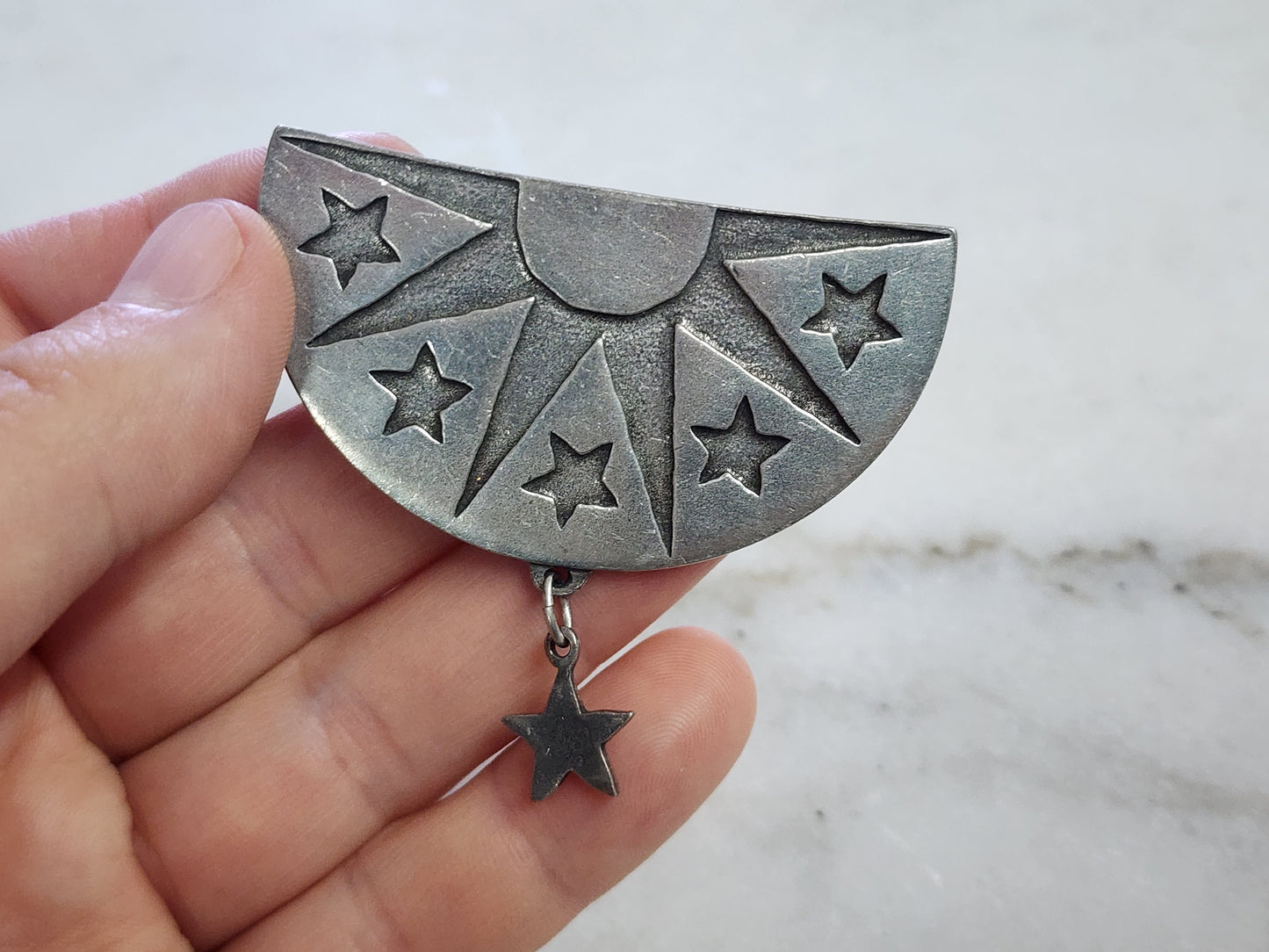 Vintage Danforth Pewter Sun & Stars Brooch