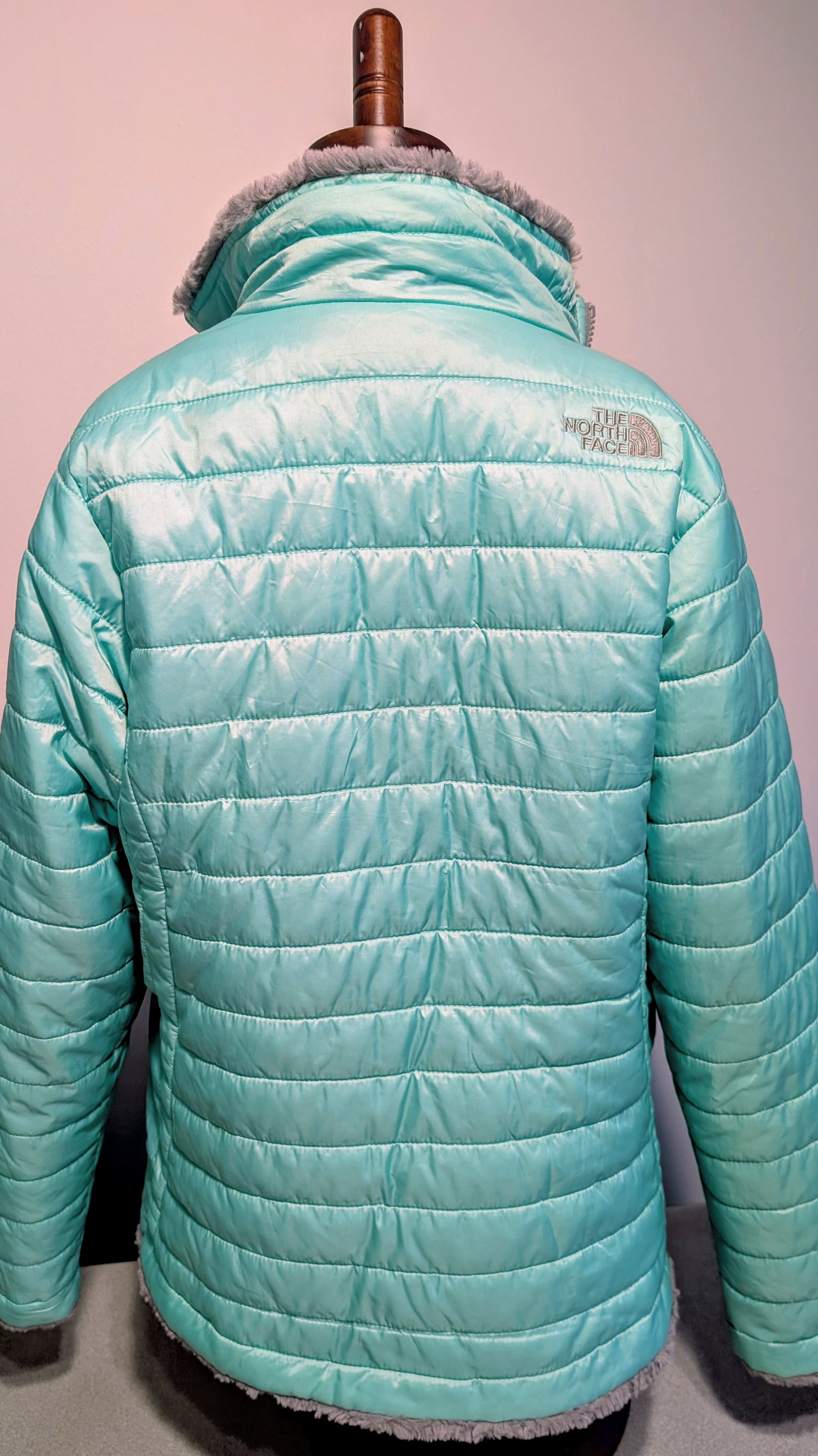 North Face reversible teal jacket, size 10-12