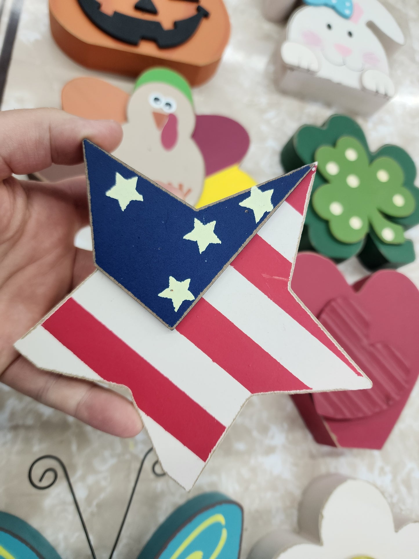 Set of 8 Holiday Decorations, Wood