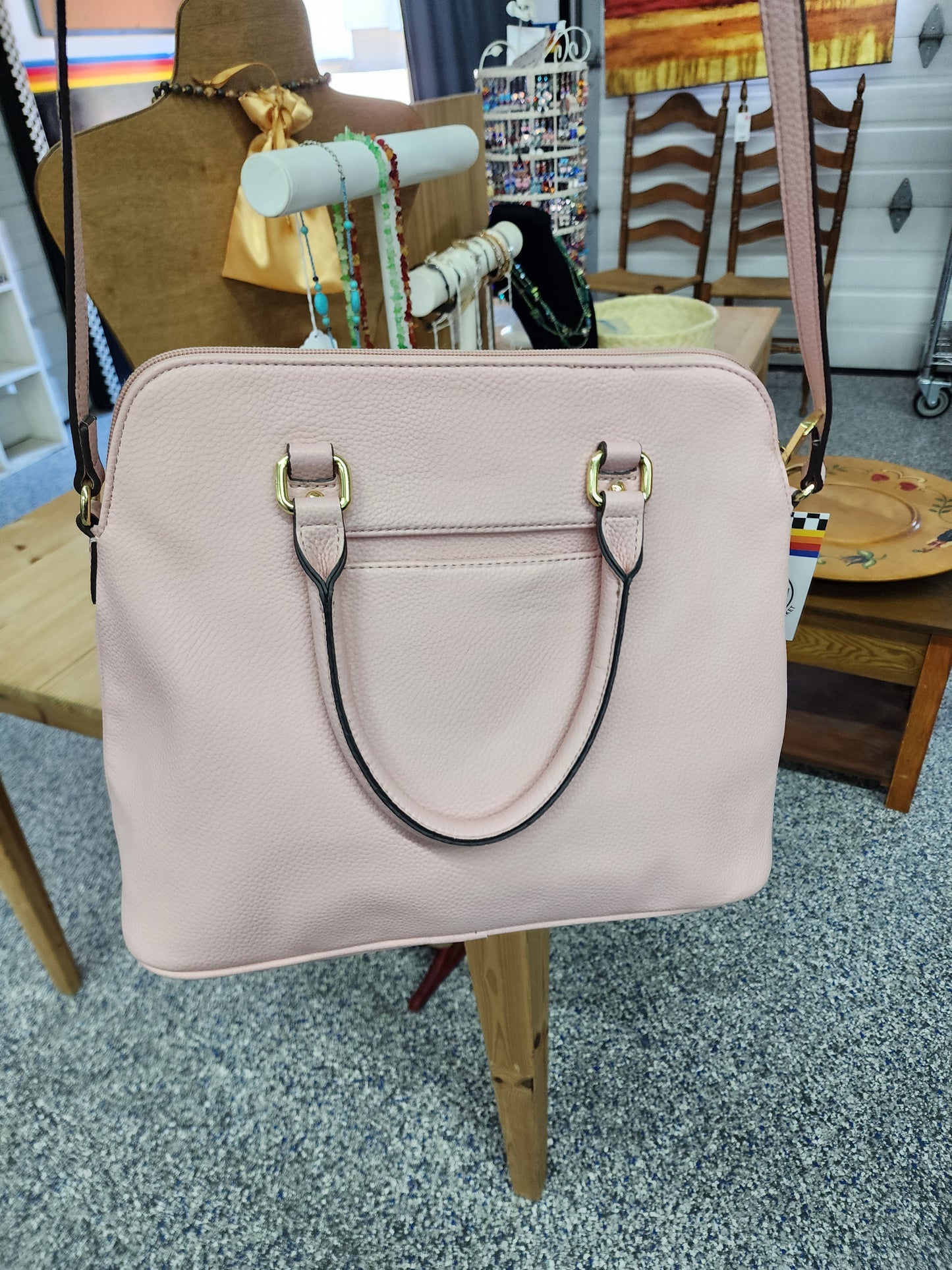 Liz Claiborne Purse, Pink with yellow, white, green stripes