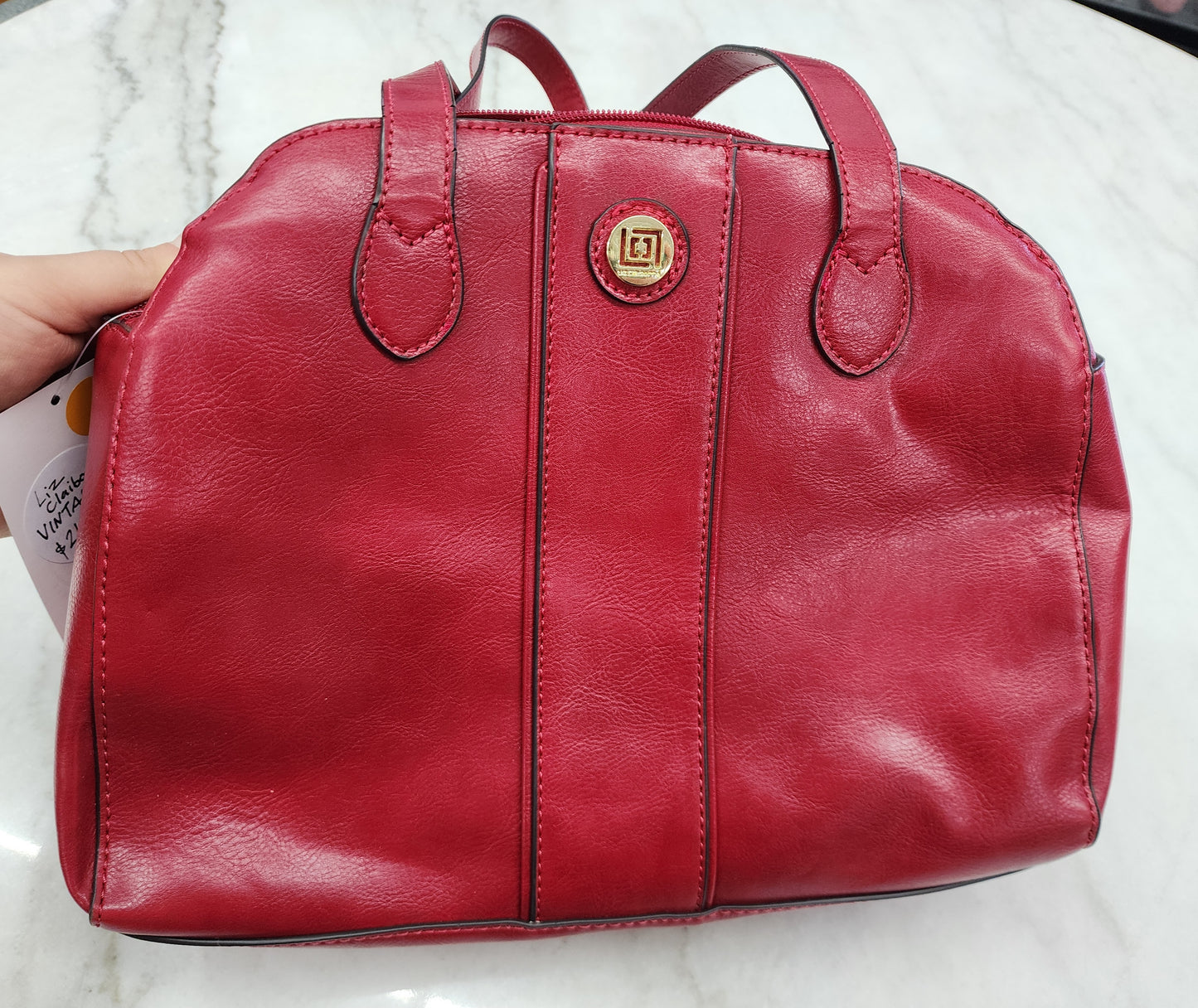 Liz Claiborne Vintage Red Purse with Gold Logo