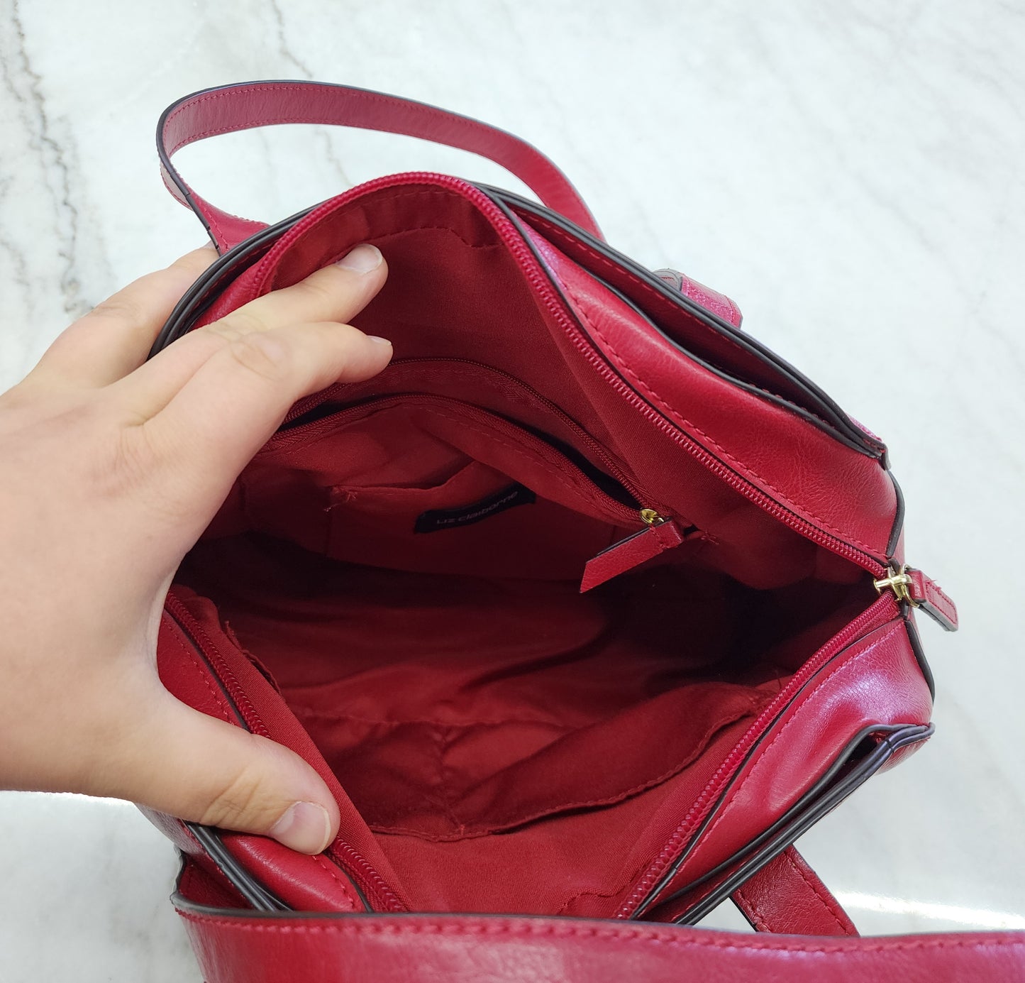 Liz Claiborne Vintage Red Purse with Gold Logo
