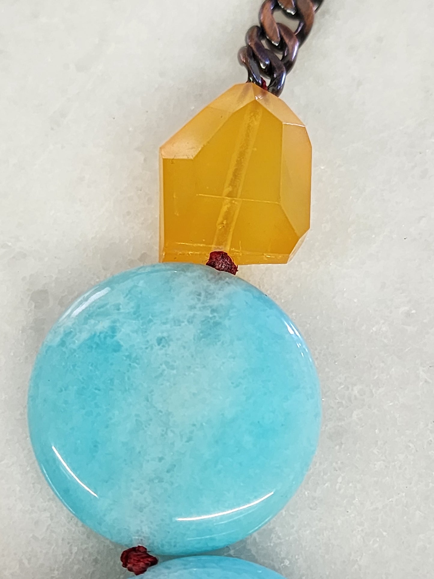Fossil Colored Glass/Stone Chunky Statement Necklace