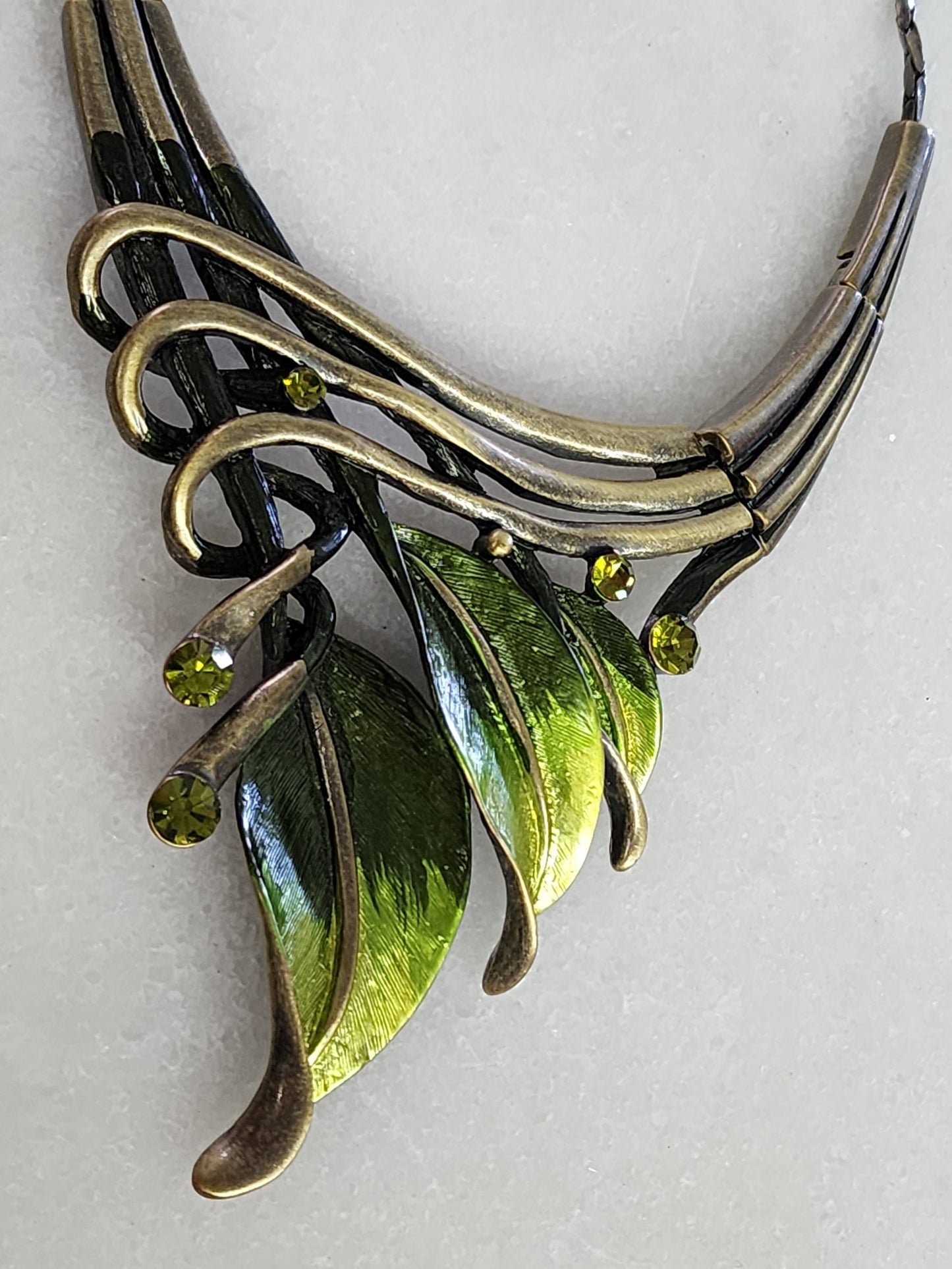 Metal Leaf Statement Choker Necklace