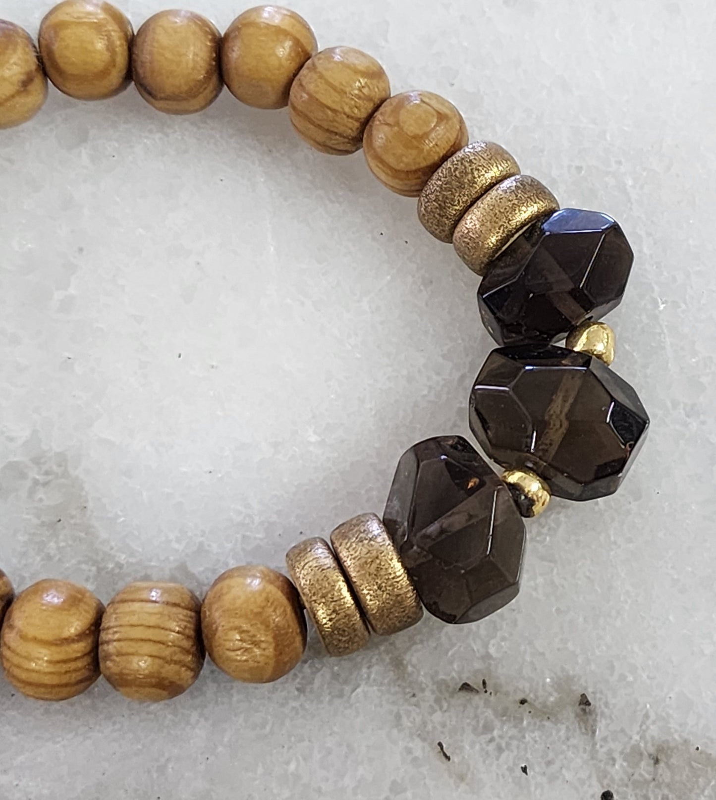 Southern Sequins Set of 4 bracelets, wood and stone