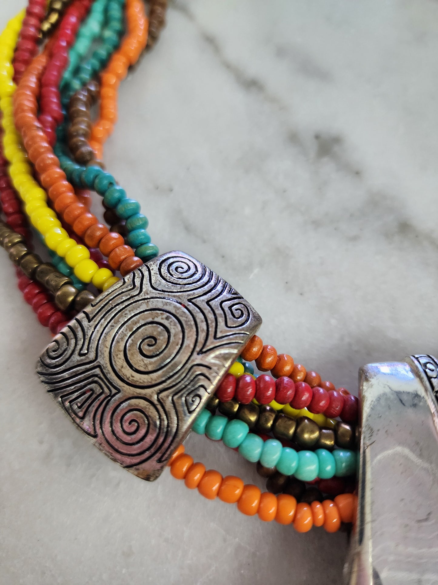 Large Tribal Inspired Beaded Statement Necklace