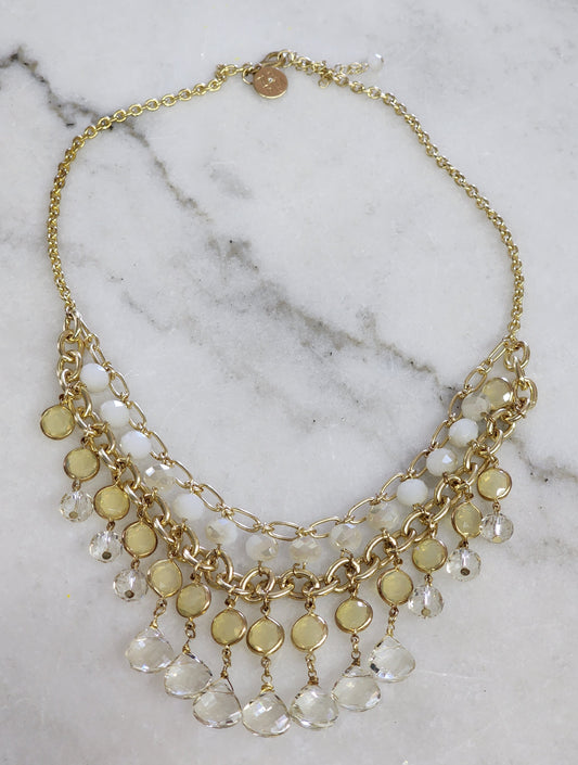White House Black Market WHBM Glass Crystal Statement Necklace