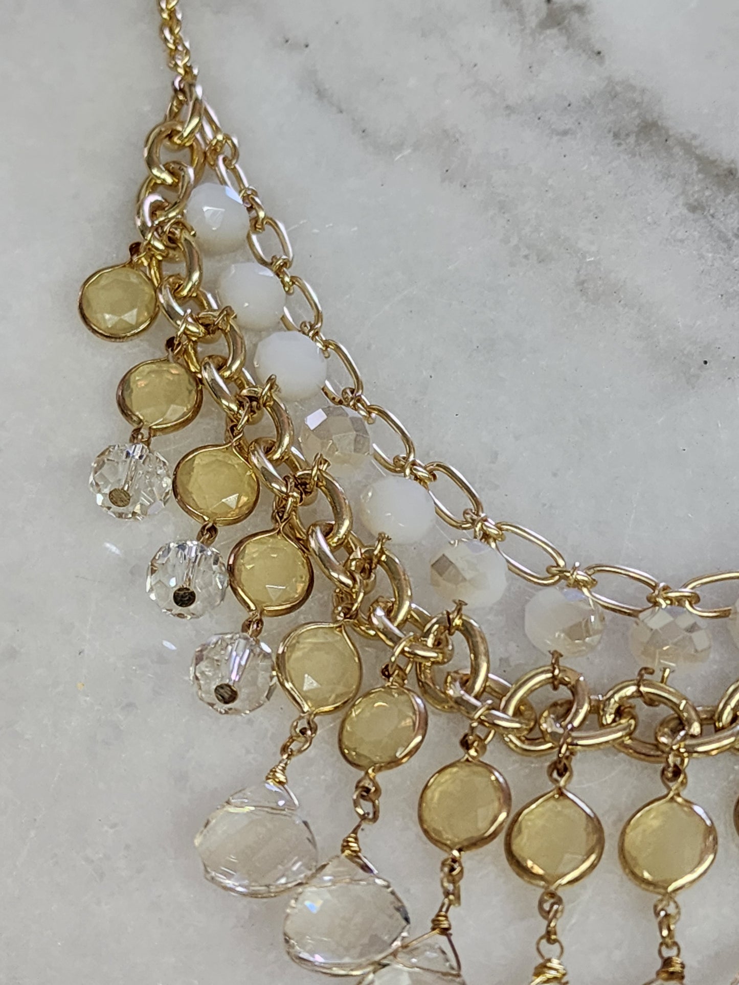 White House Black Market WHBM Glass Crystal Statement Necklace