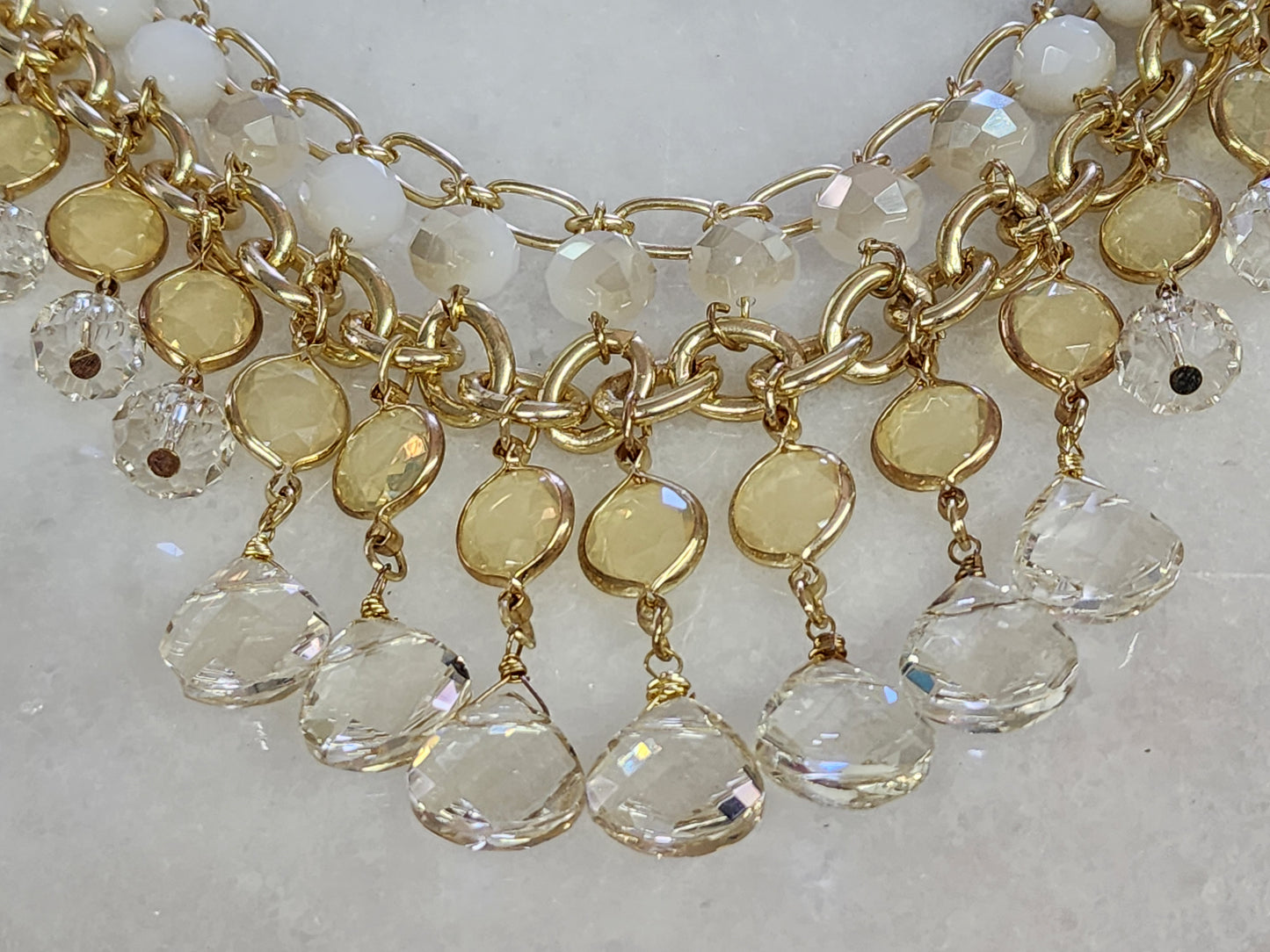 White House Black Market WHBM Glass Crystal Statement Necklace