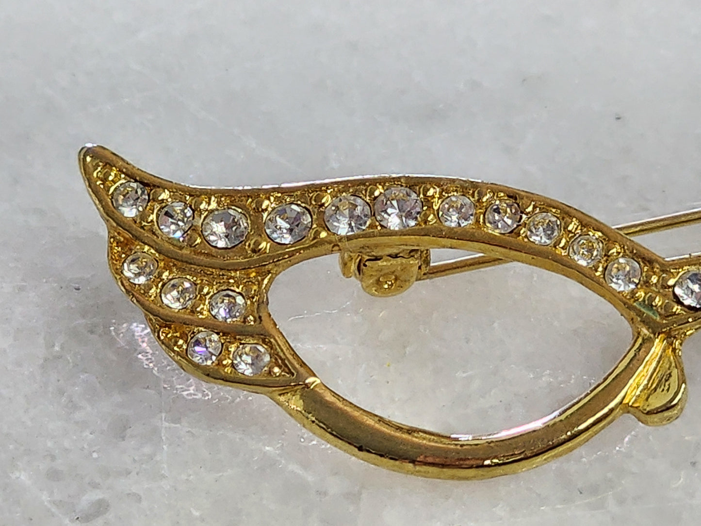 Rhinestone Cat's Eye Glasses Brooch