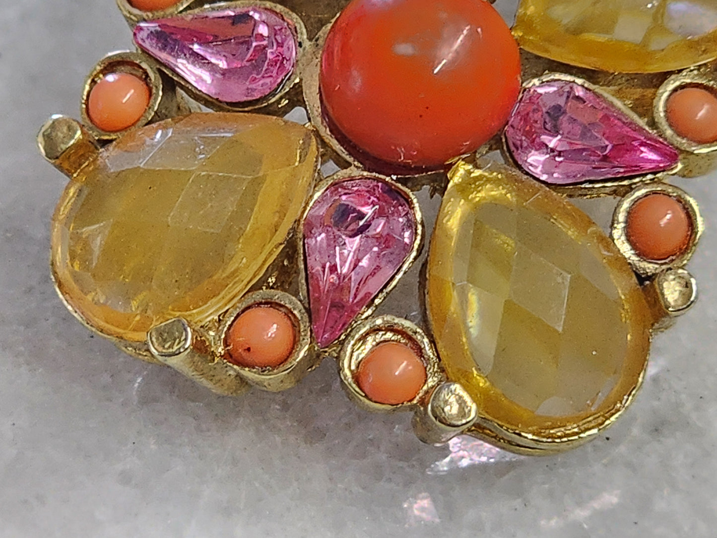 Lucite & Glass Vintage Brooch