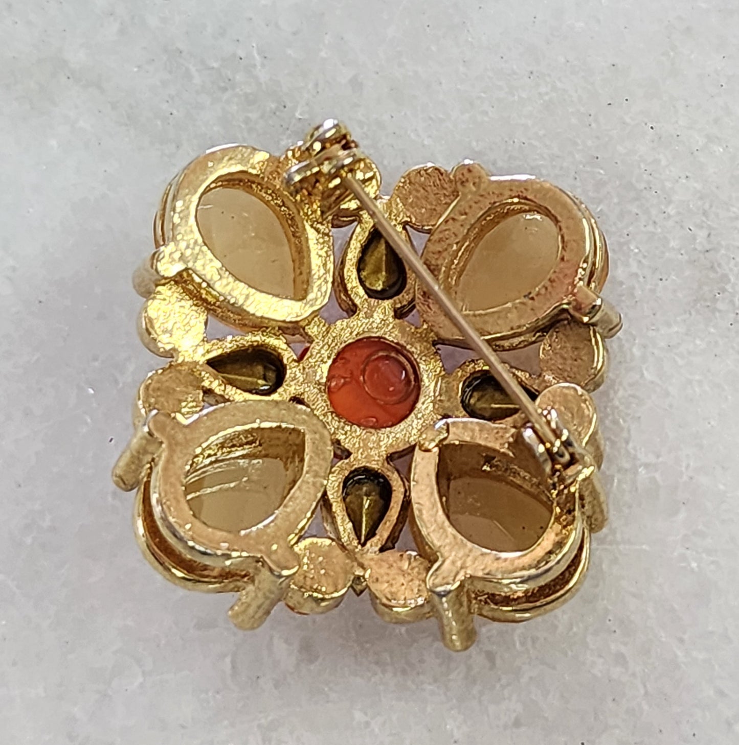 Lucite & Glass Vintage Brooch