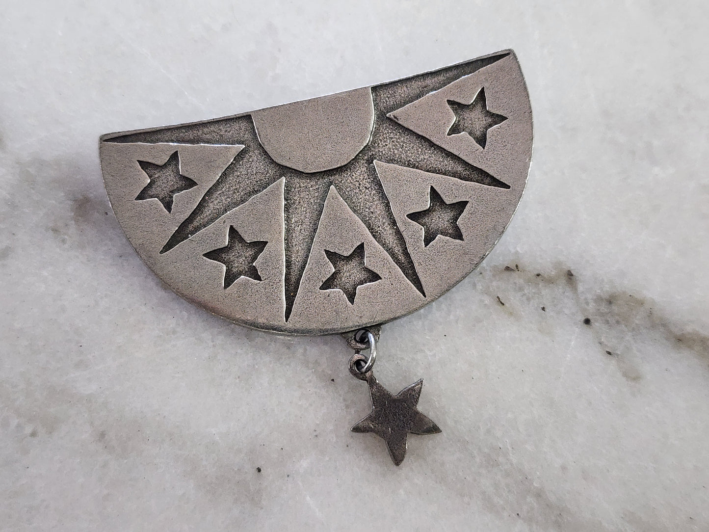 Vintage Danforth Pewter Sun & Stars Brooch