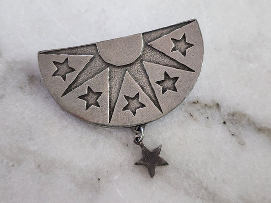 Vintage Danforth Pewter Sun & Stars Brooch
