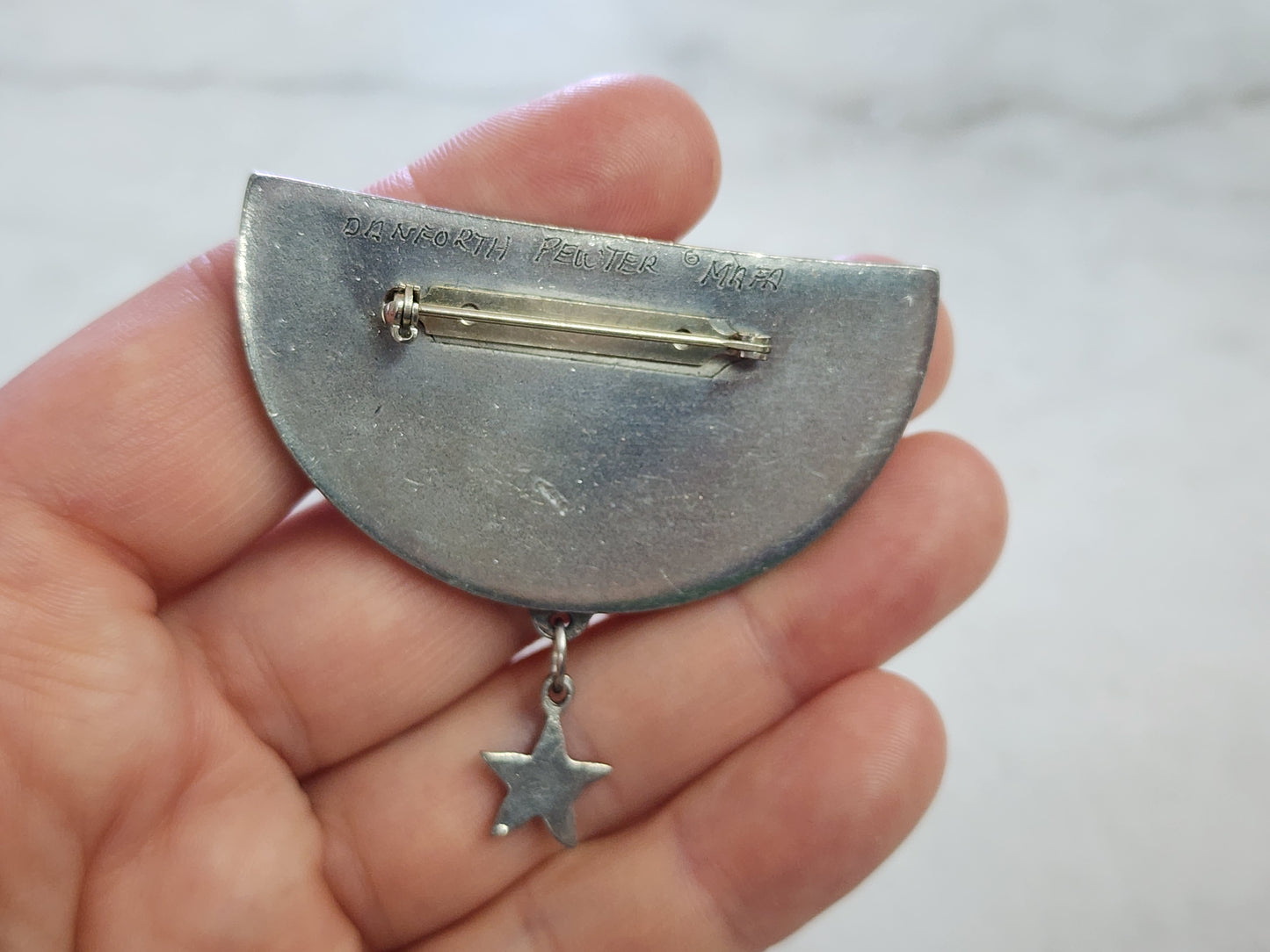Vintage Danforth Pewter Sun & Stars Brooch