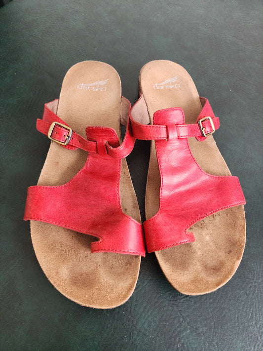 Dansko Red Leather Sandals, Women's 42
