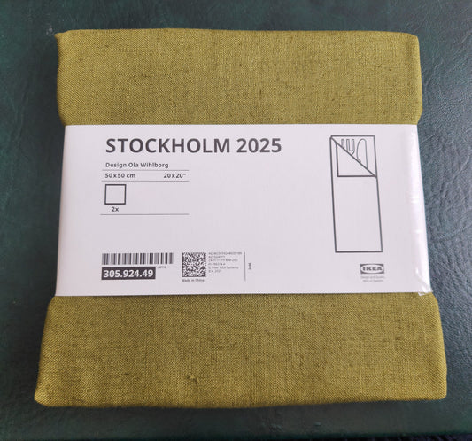 IKEA linen napkins, 3 green, 3 brown, set of 6
