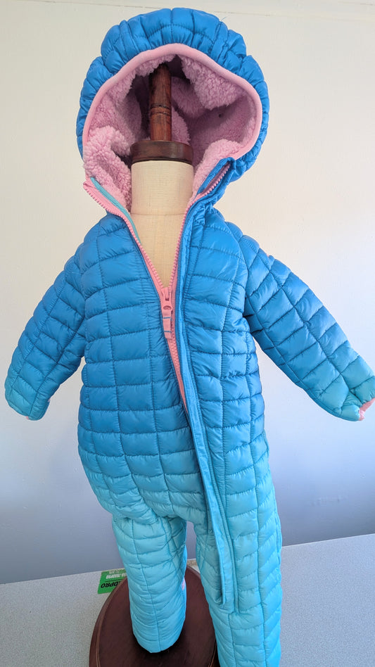 Snozu snow suit, blue/pink, size 24 mos