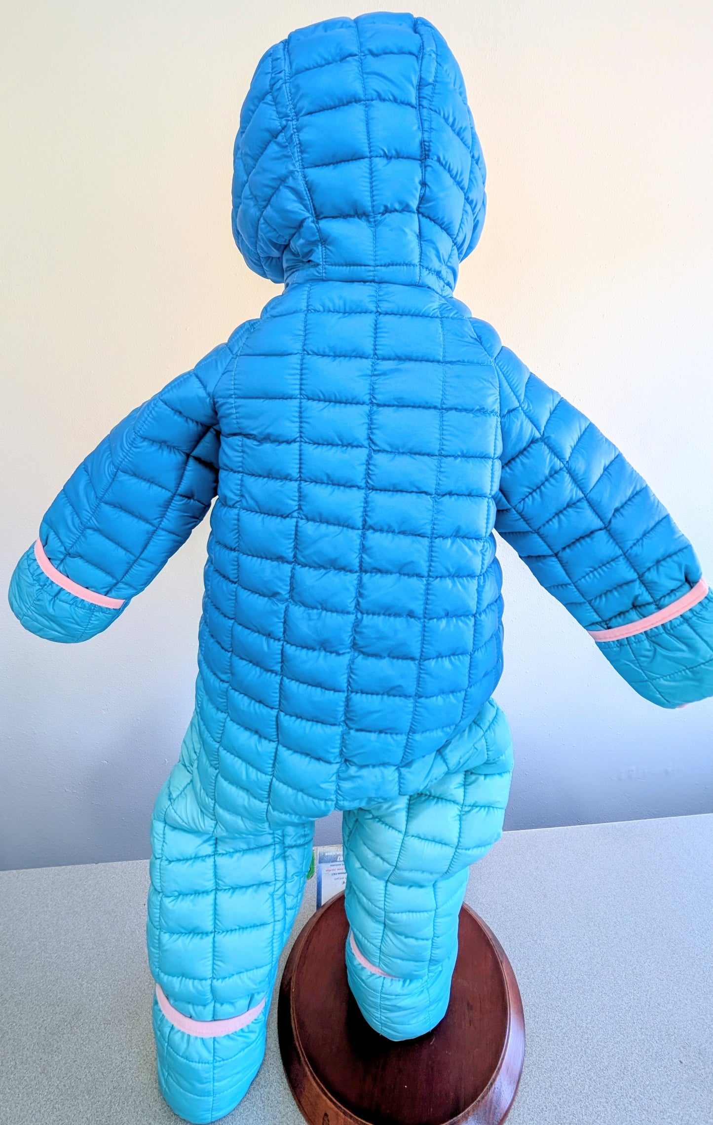Snozu snow suit, blue/pink, size 24 mos