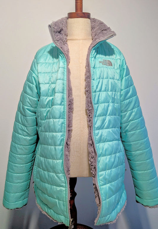 North Face reversible teal jacket, size 10-12