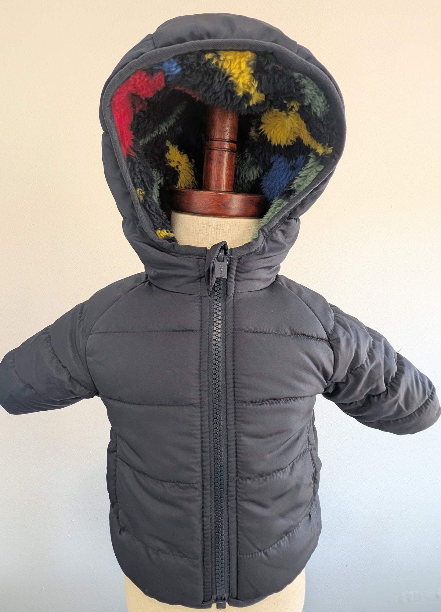 Reversible Old Navy Puffer Jacket- Dinosaur print/black, 0-3 months, new with tags