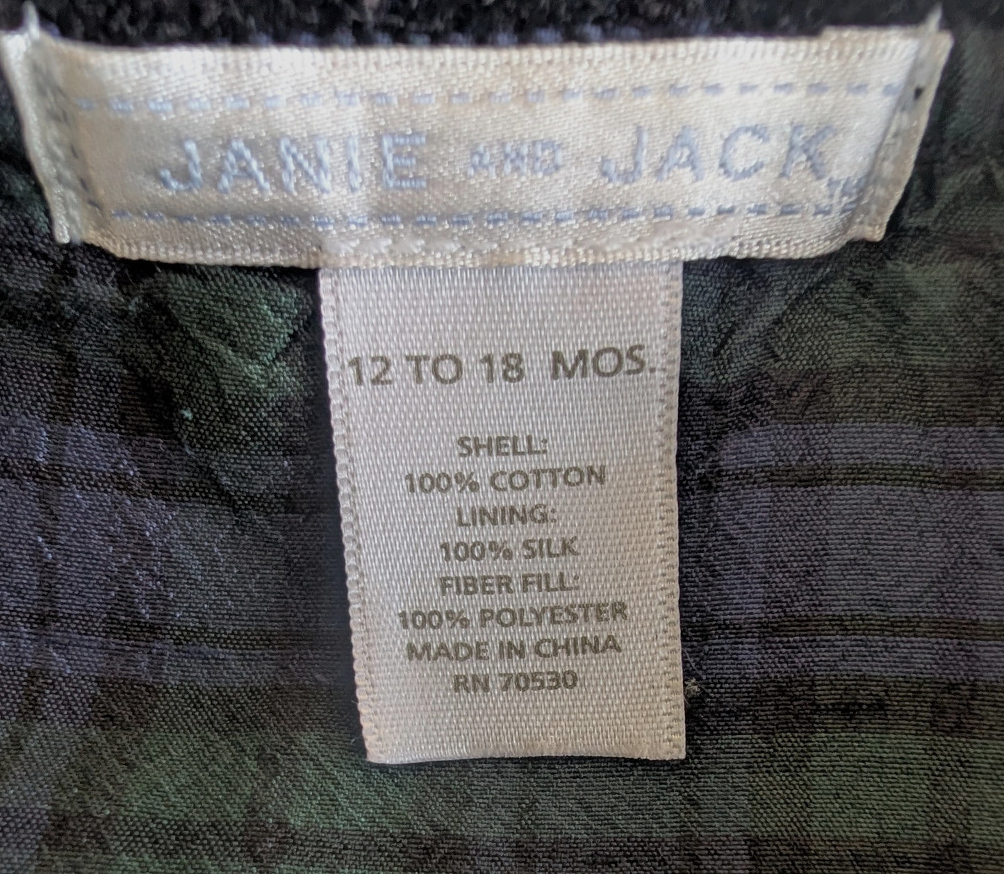 Janie & Jack black velvet jacket, 12-18 mos