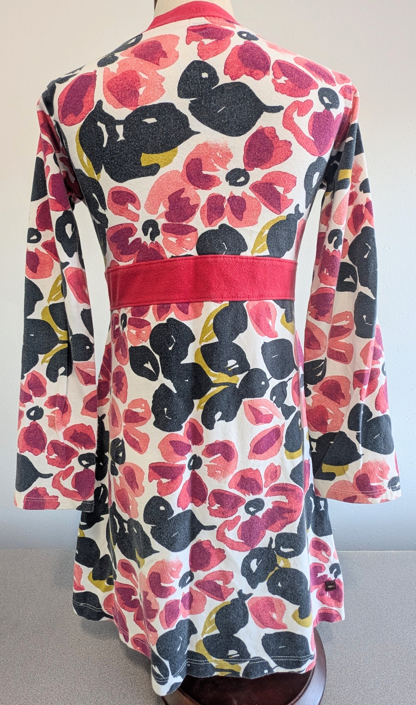 Tea long-sleeve floral wrap style dress, size 7