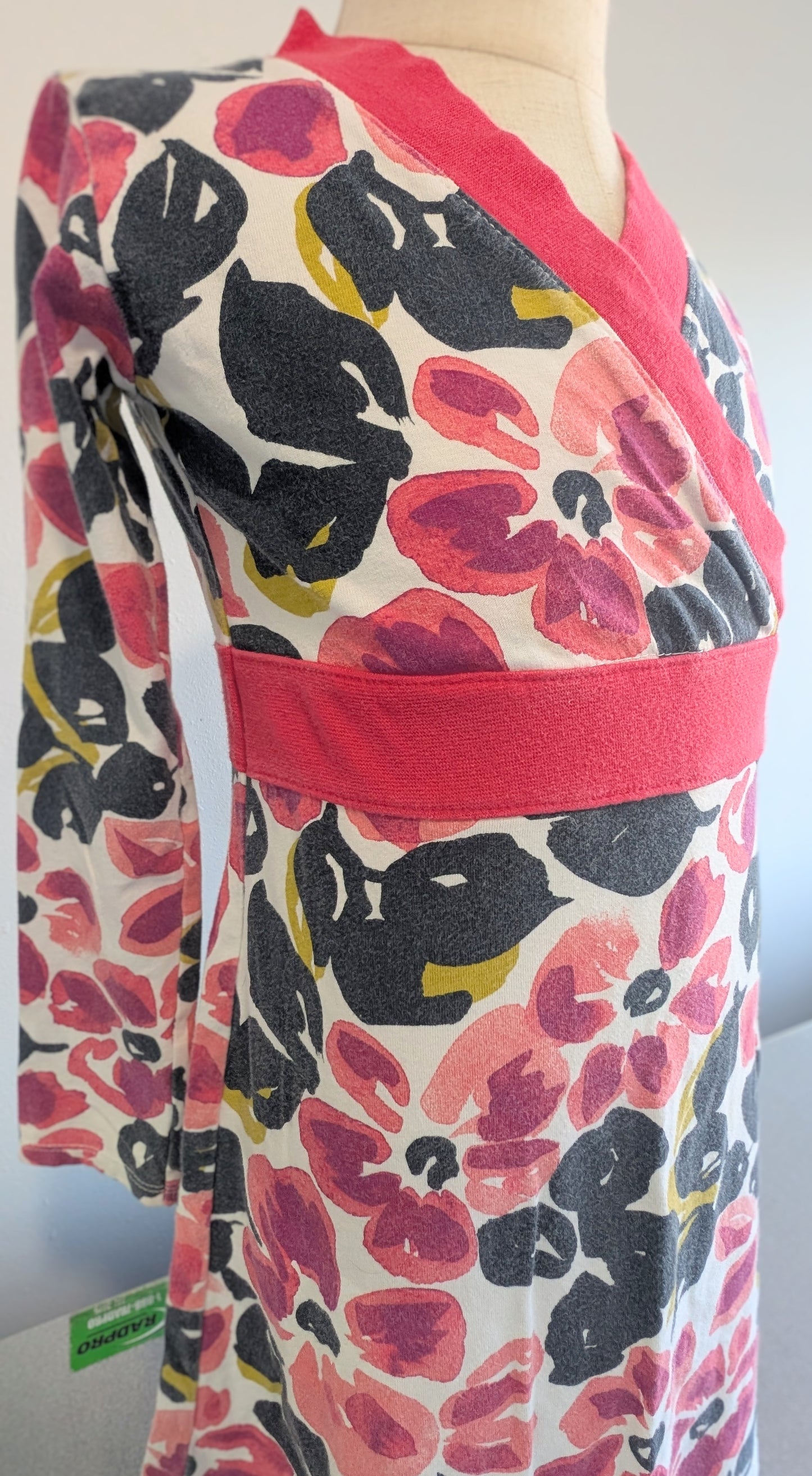 Tea long-sleeve floral wrap style dress, size 7