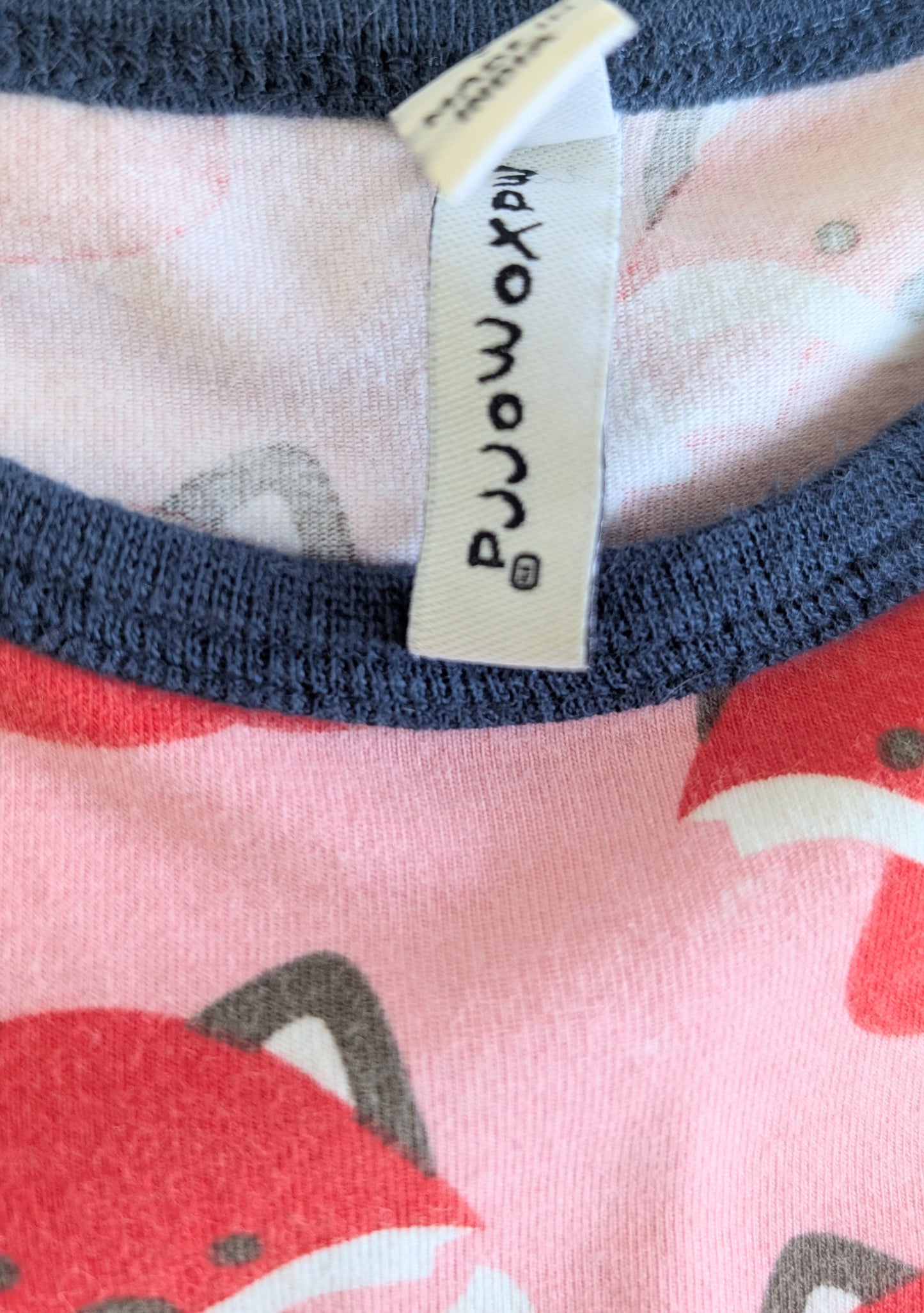 Maxomorra organic cotton long-sleeve dress, fox print, size 7-8
