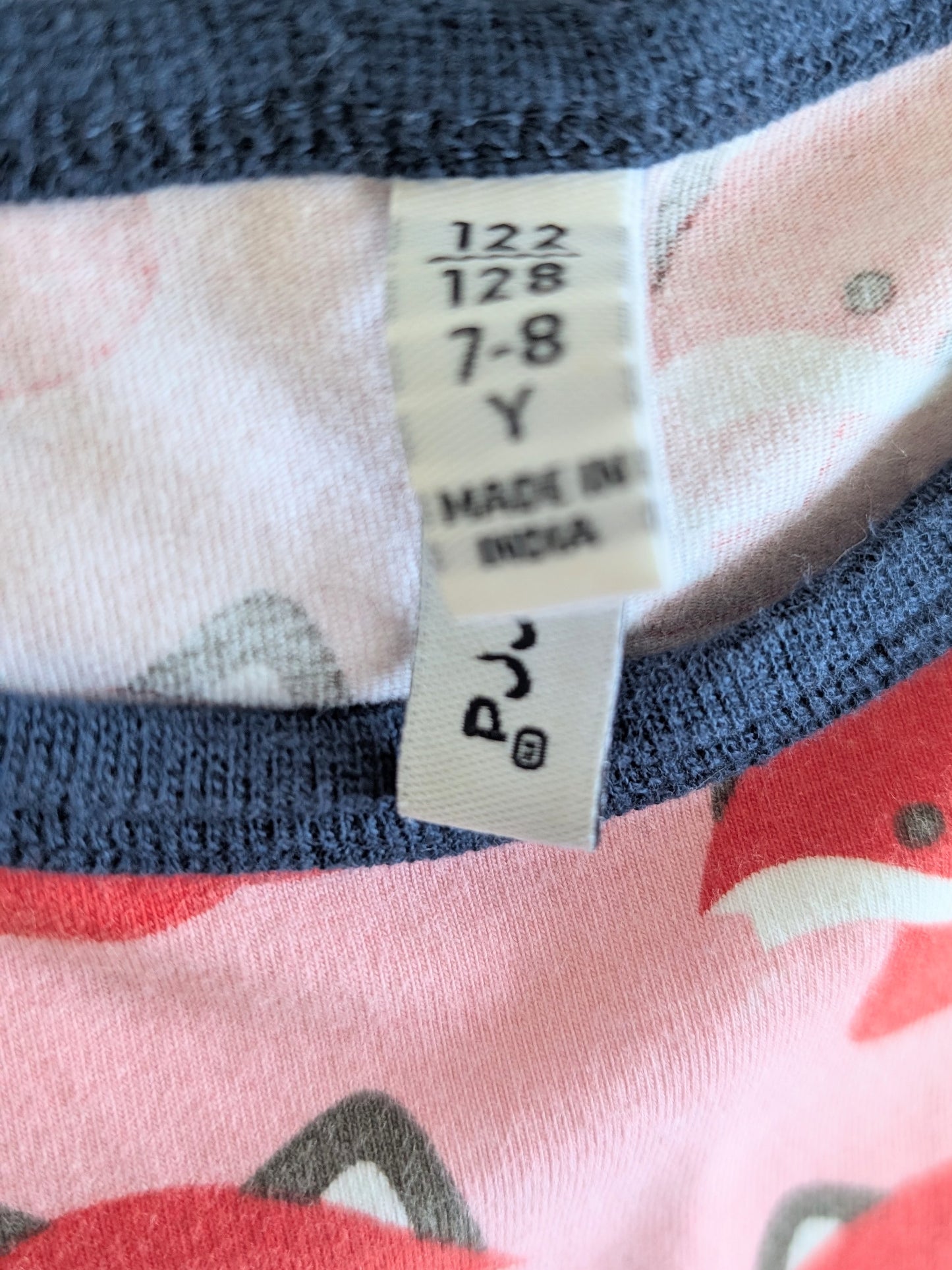 Maxomorra organic cotton long-sleeve dress, fox print, size 7-8
