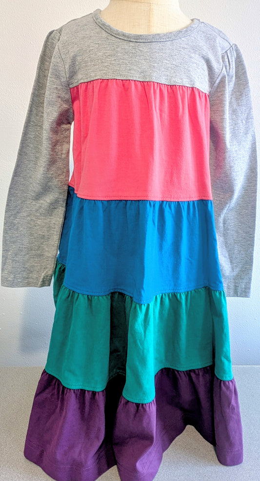 Hanna Andersson Color Block Tiered Twirl Dress, Size 110 (kids)