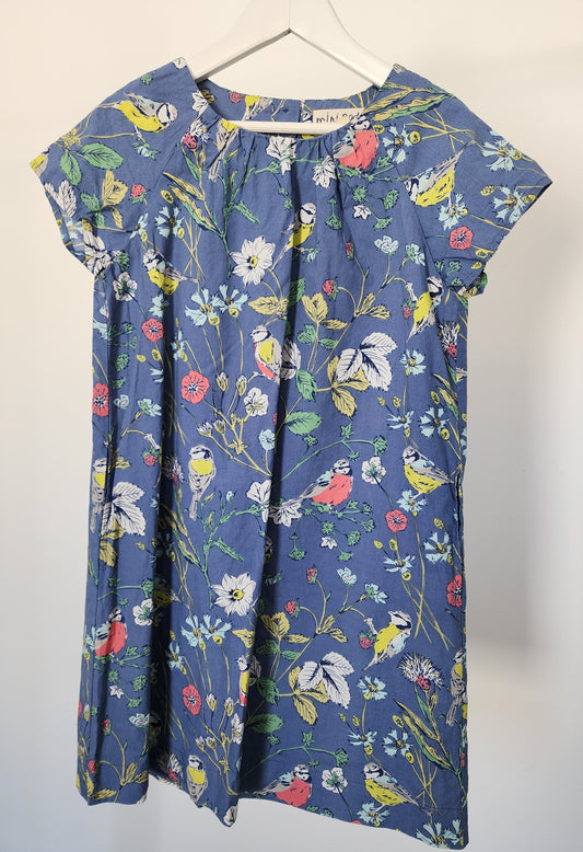 Mini Boden Floral and Birds Dress, size 7/8 (kids)