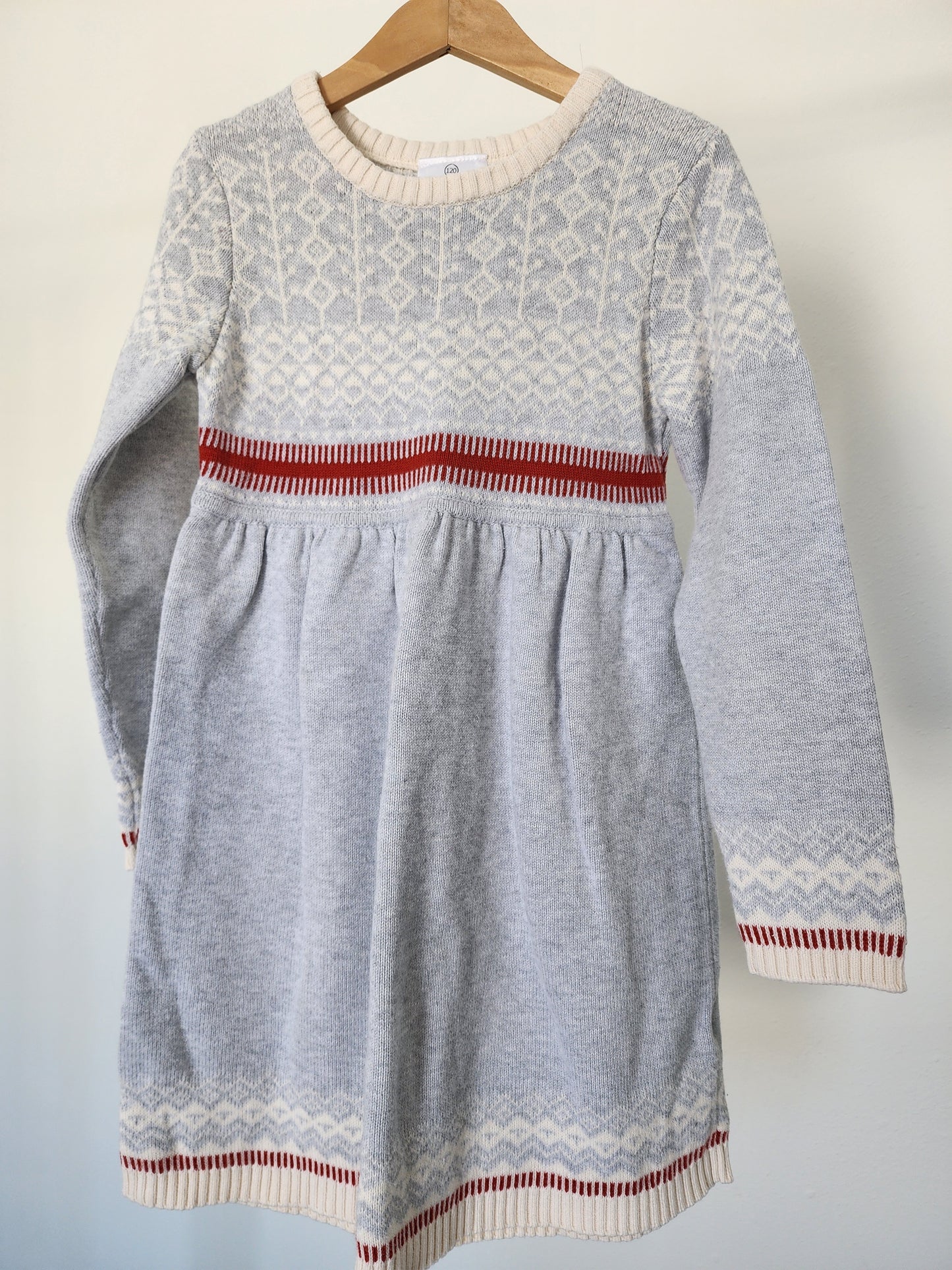 Hanna Andersson Blue/Grey Sweater Dress, Size 120 (Kids)