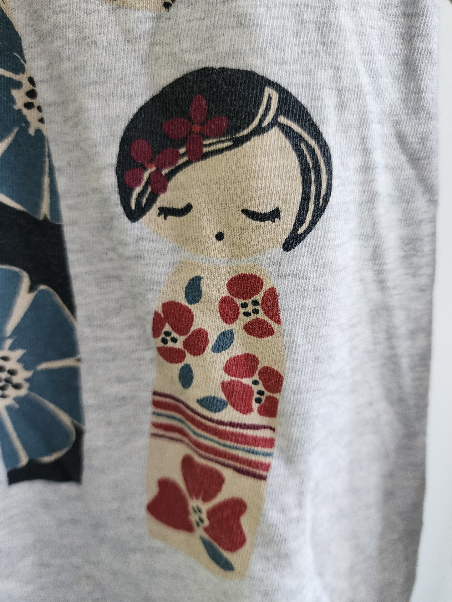 Tea Collection long-sleeve Geisha doll shirt, size 6 (kids)