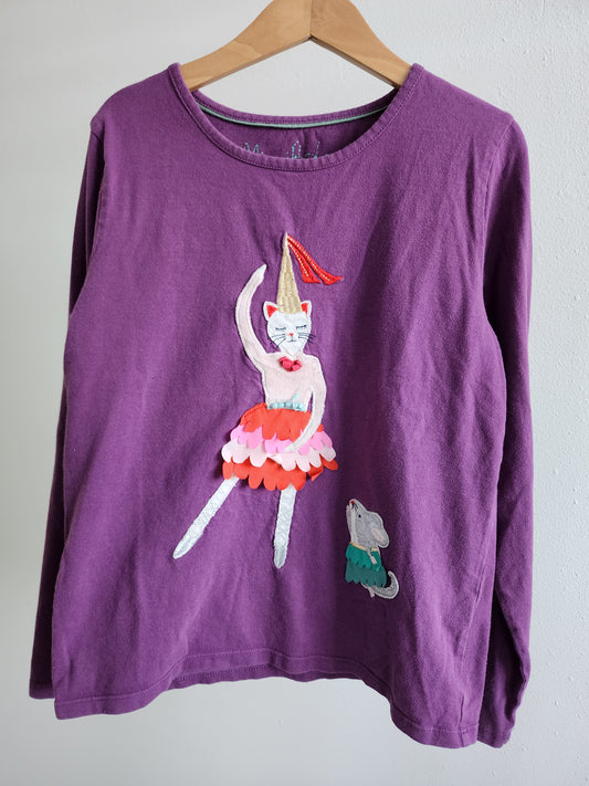 Mini Boden Dancing Cat Shirt, size 9/10 (kids)