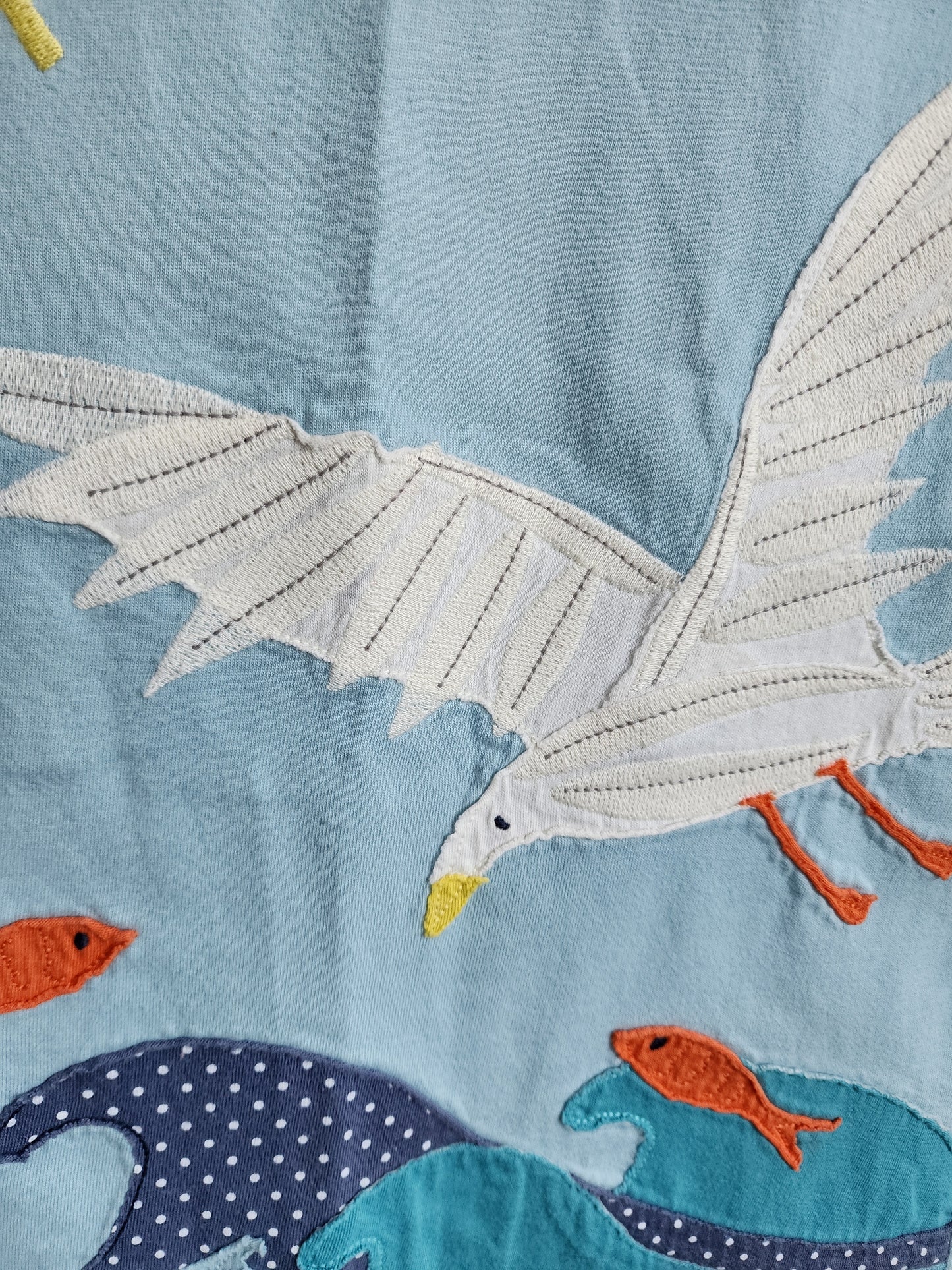 Mini Boden Seagull Appliqué Shirt, size 9-10 yrs