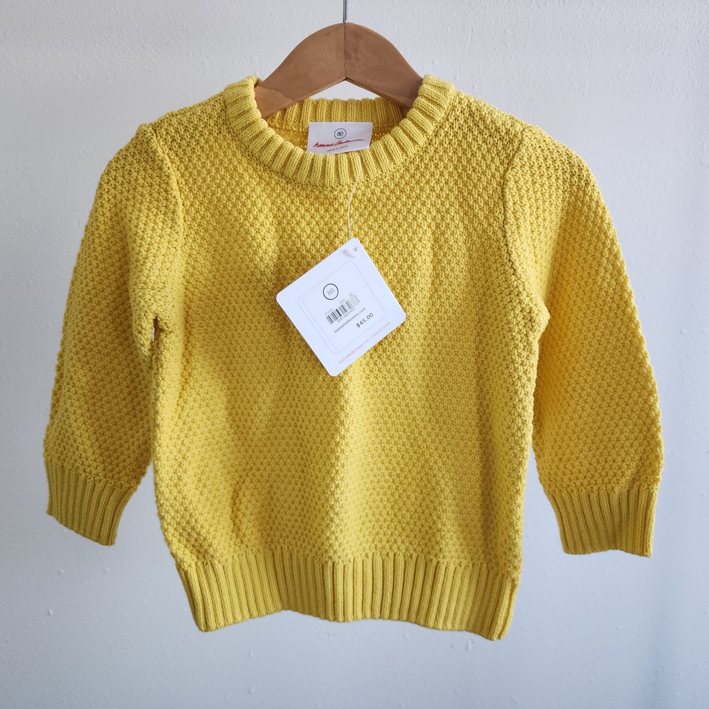Hanna Andersson cotton sweater, NWT, size 80 (baby)