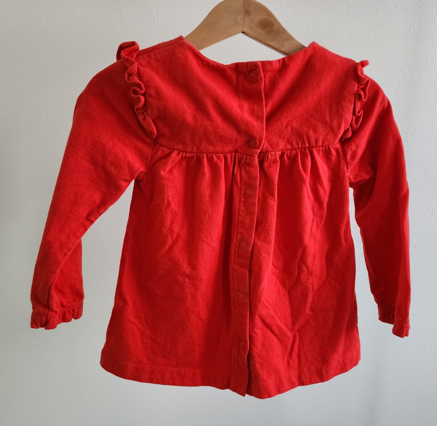 Mini Boden Red Shirt with White/Gold Winter Details, size 18-24mos