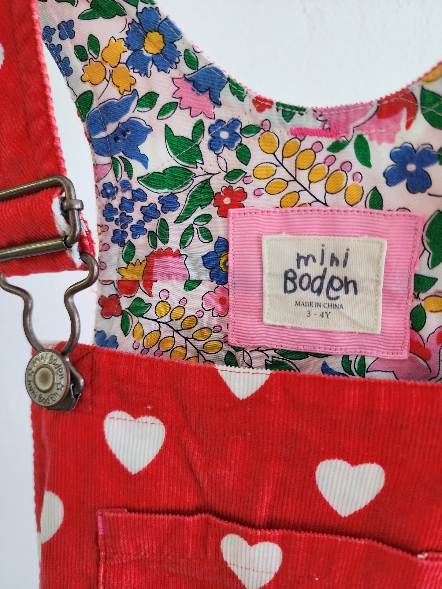 Mini Boden corduroy overalls dress, size 3/4 (kids)
