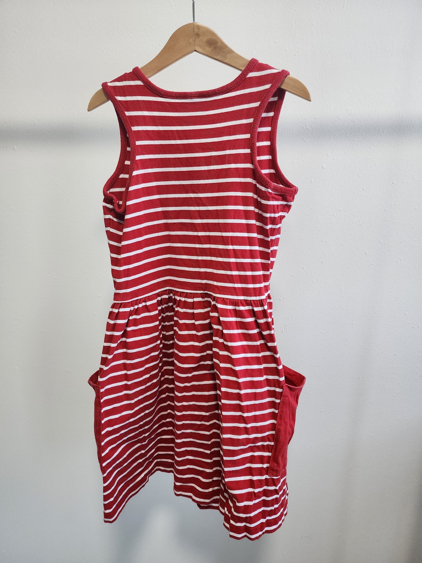 Hanna Andersson Striped Sleeveless Pocket Dress, Size 140