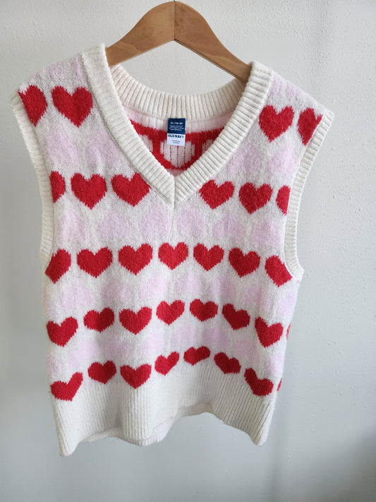 Old Navy heart sweater vest, size 14/16 (kids)