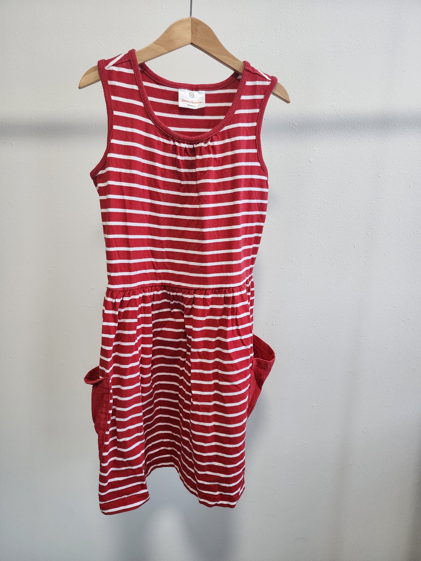 Hanna Andersson Striped Sleeveless Pocket Dress, Size 140