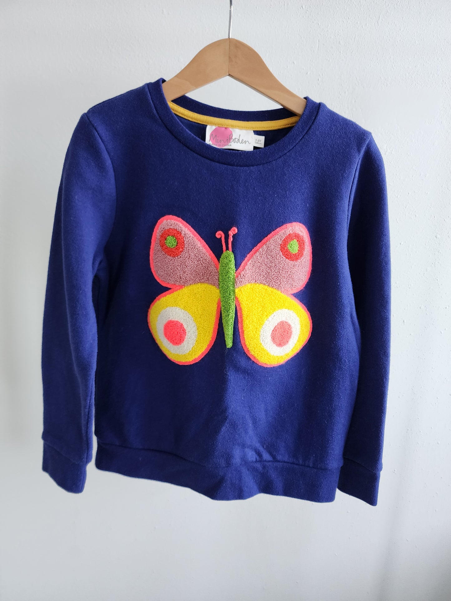 Mini Boden butterfly sweatshirt, size 7/8 (kids)