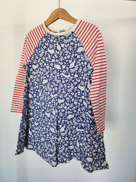 Mini Boden Animal/Stripes Dress, Size 5/6 (Kids)