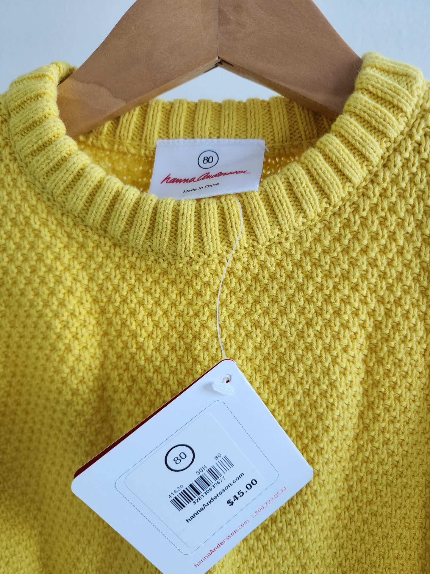 Hanna Andersson cotton sweater, NWT, size 80 (baby)