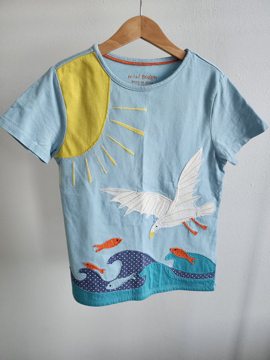 Mini Boden Seagull Appliqué Shirt, size 9-10 yrs