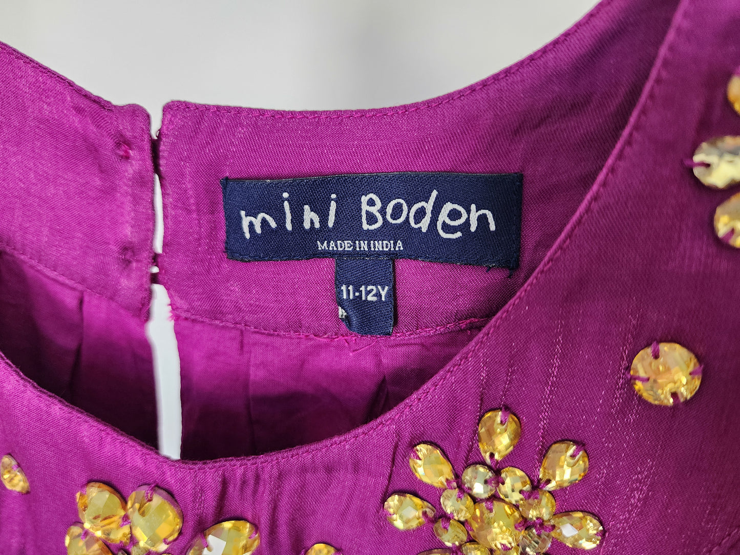 Mini Boden Jeweled Dress, Fuschia, size 11/12 (kids)