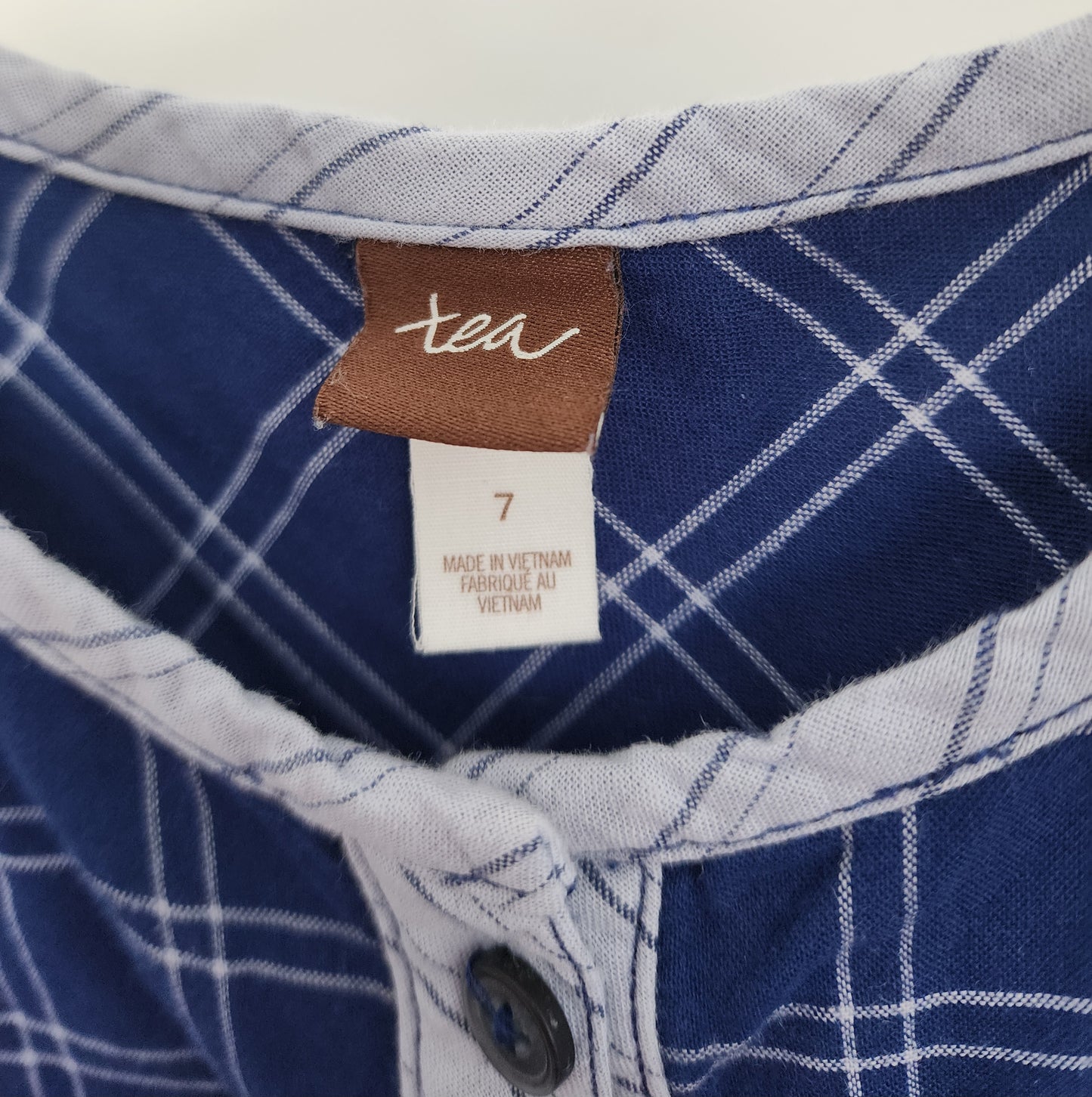 Tea Collection Blue Plaid Dress, size 7 (kids)